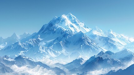 Obraz premium Majestic Snow-Capped Mountain Range Beneath Clear Skies