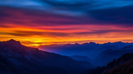 Fototapeta premium Magnificent mountain sunset.