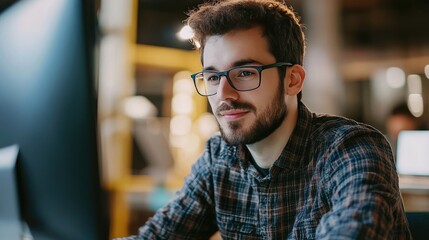 Fototapeta premium IT Professional Employee in a Modern Office Space