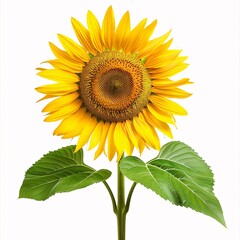 Fototapeta premium Radiant Single Sunflower Blossoming in Splendid Isolation on White Background