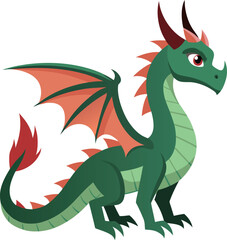 Medieval fantasy world green dragon illustration