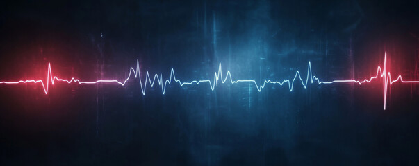 Naklejka premium A blue and red line with a heart in the middle