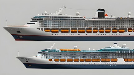 cruise liner side view isolated on white. generative.ai