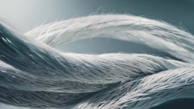 Exploring the intricate details of braided white fibers in a bright studio setting
