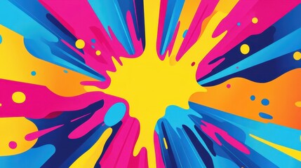 Obraz premium A vibrant explosion of colors radiating outward, creating a dynamic and energetic visual effect.