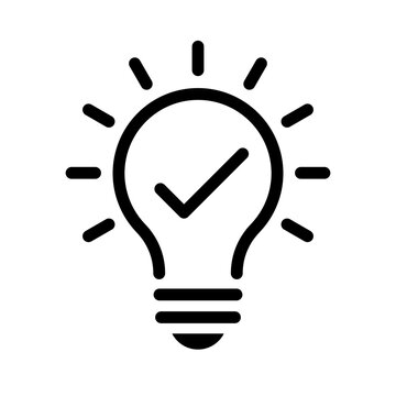 recommend clip art: Bulb checkmark black like quick tip line icon. Bulb icon expert, genius, idea, innovation, lamp, light bulb, mark, creative, positive, simplicity, smart, solution, strategy, think, tick, choice.