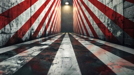 Red and White Striped Alleyway