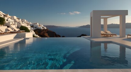 Expensive private villa. Swimming pool in a private house. Evening in a country house. Mansion exterior. Luxury villa with swimming pool. generative.ai