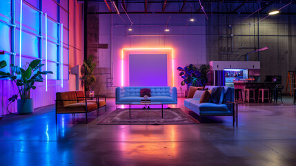 comfortable breakout areas within the warehouse using lounge seating, soft lighting, and colorful decor. These spaces can serve as relaxation zones, collaborative meeting areas, or casual workstations
