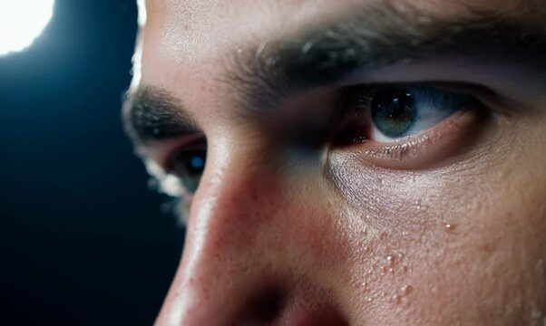 Intense Focus of a Martial Artist Before Sparring