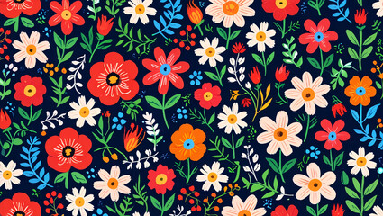 Fototapeta premium Creative hand-painted traditional Norwegian Scandinavian folk art with bright floral patterns.