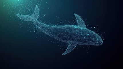 Tech-concept whale figure using interconnected nodes and lines