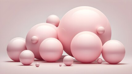 Fototapeta premium Colorful pink sphere ball background; Abstract composition with different sizes.