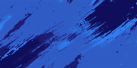 Abstract Sport Background with Green and Blue Brush Texture and Halftone Effect. Dirty Grunge Background