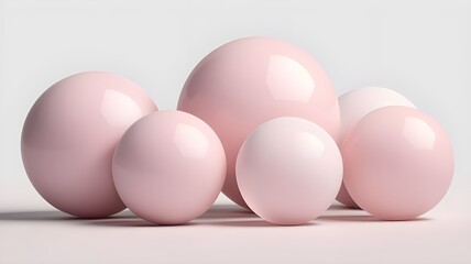 Fototapeta premium Colorful pink sphere ball background; Abstract composition with different sizes.
