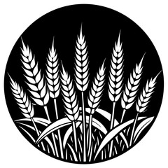 Wheat Field Silhouette Vector Illustration