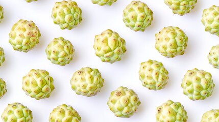 Fototapeta premium A lot of custard apple pattern isolated on white background photo realistic photo realistic hd 4k ultra hd.