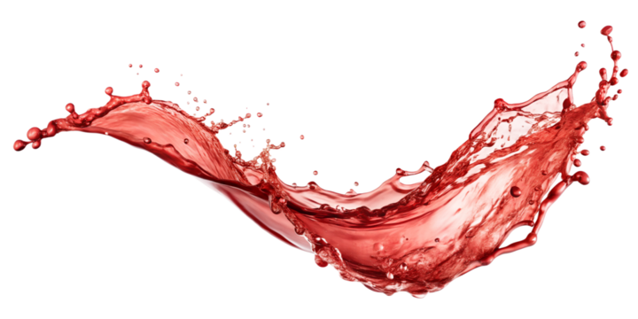 red water splash isolated on white