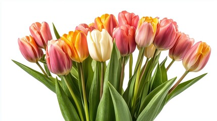 Fototapeta premium Bouquet of beautiful tulips on a white background
