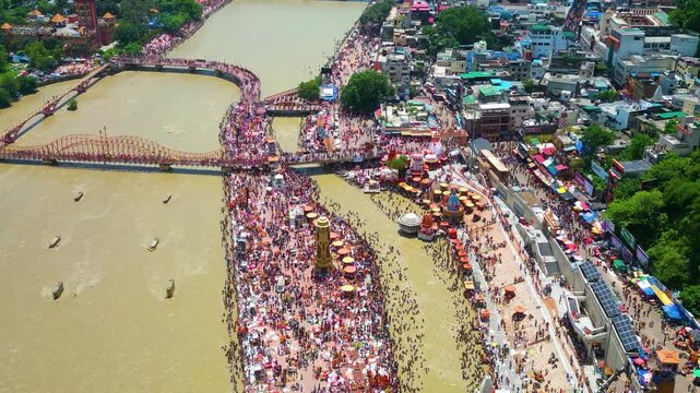 Haridwar Drone Video 4k HAR KI PAURI, Drone view of Har ki Pauri Haridwar, Haridwar video, Mata Mansh Devi, Shiv Statue