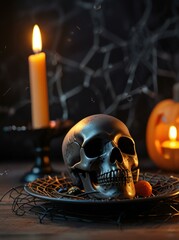 halloween skull candle