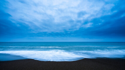 Sea waves and dramatic sky at the beach, Aichi Prefecture, Japan