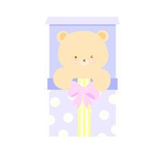 cute brown bear happy birthday concept