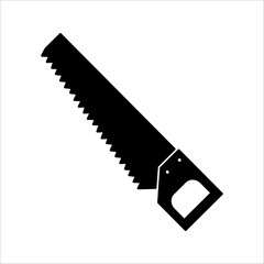 Chainsaw icon. Tool for sawing trees, branches, logs and lumber in a simple style. Vector illustration isolated on white background for design and web.