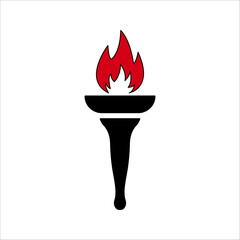 torch fire icon Vector icon set. Eiffel tower olympic torch, olympic flame icon.