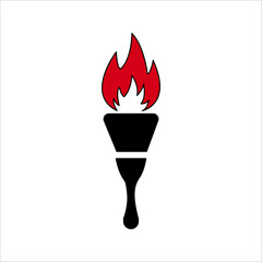 torch fire icon Vector icon set. Eiffel tower olympic torch, olympic flame icon.