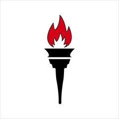 torch fire icon Vector icon set. Eiffel tower olympic torch, olympic flame icon.