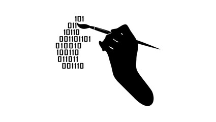 ai painting symbol, black isolated silhouette