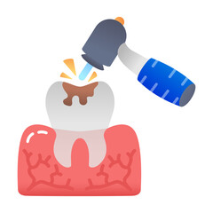 A flat icon of dental drill treatment 