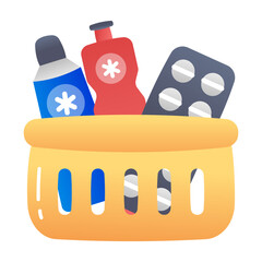 An icon of medicine basket in flat style 