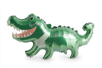 Obraz premium A cheerful green crocodile balloon perfect for parties, kids' events, and playful decorations.