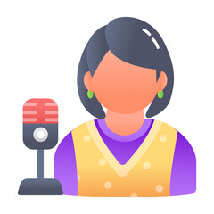 A character based podcasting icon in flat style 