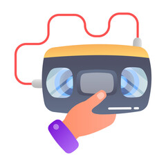 Tape recorder icon in flat style 