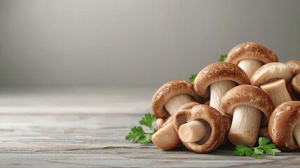 Organic crimini mushrooms, rich brown and earthy, farm-fresh, 3D illustration