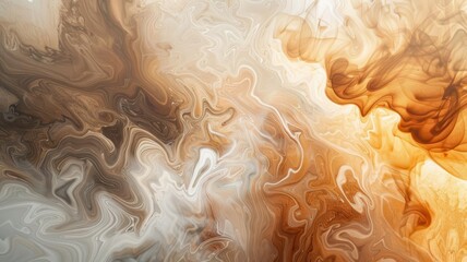 Abstract art from swirling milk and coffee, organic shapes, tranquil and unique, watercolor style