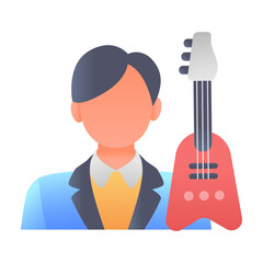 A flat style icon of guitarist 