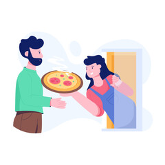 Pizza home delivery illustration in flat style 