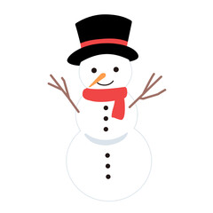 マフラーと帽子をかぶった雪だるまのイラスト