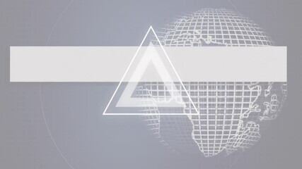 Rotating triangle and circle animation over wireframe globe, digital art illustration - Powered by Adobe