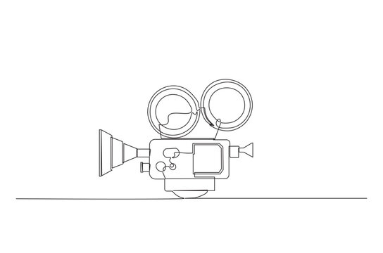 recommend clip art: Vintage analog movie projector continuous one line drawing. Old movie projector single line art illustration. Editable vector.