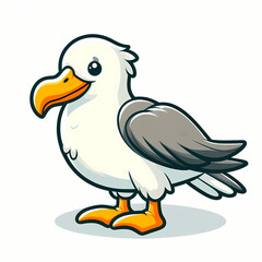 Obraz premium A simple white background with a vector illustration of a majestic albatross