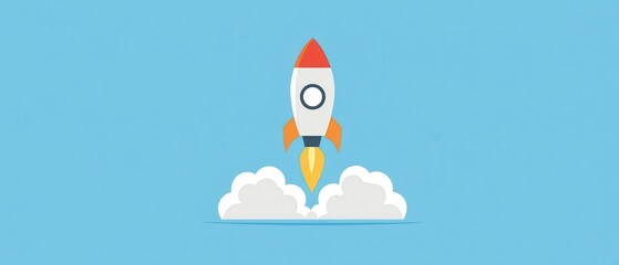 Rocket Launch Illustration   Business Growth  Startup  Success