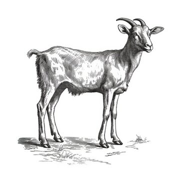 recommend clip art: Black and White Goat Illustration for Farm and Nature Designs