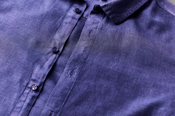 Close up of men's linen shirt. Soft focus.