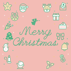 クリスマス　フレーム　背景　アイコン　ピクトグラム　かわいい　コピースペース　イラスト　背景