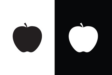 Apple icon illustration. Apple icon silhouette vector isolated illustration black white background.